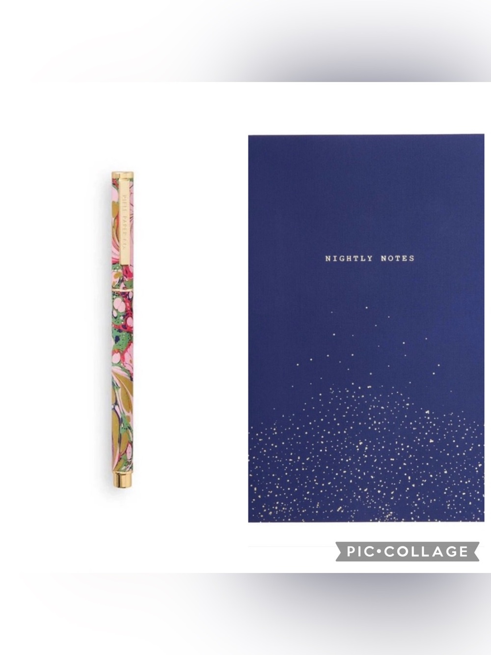Set: Rifle Paper Co Metal Rollerball Pen + Gartner Studios Nightly Notes Journal